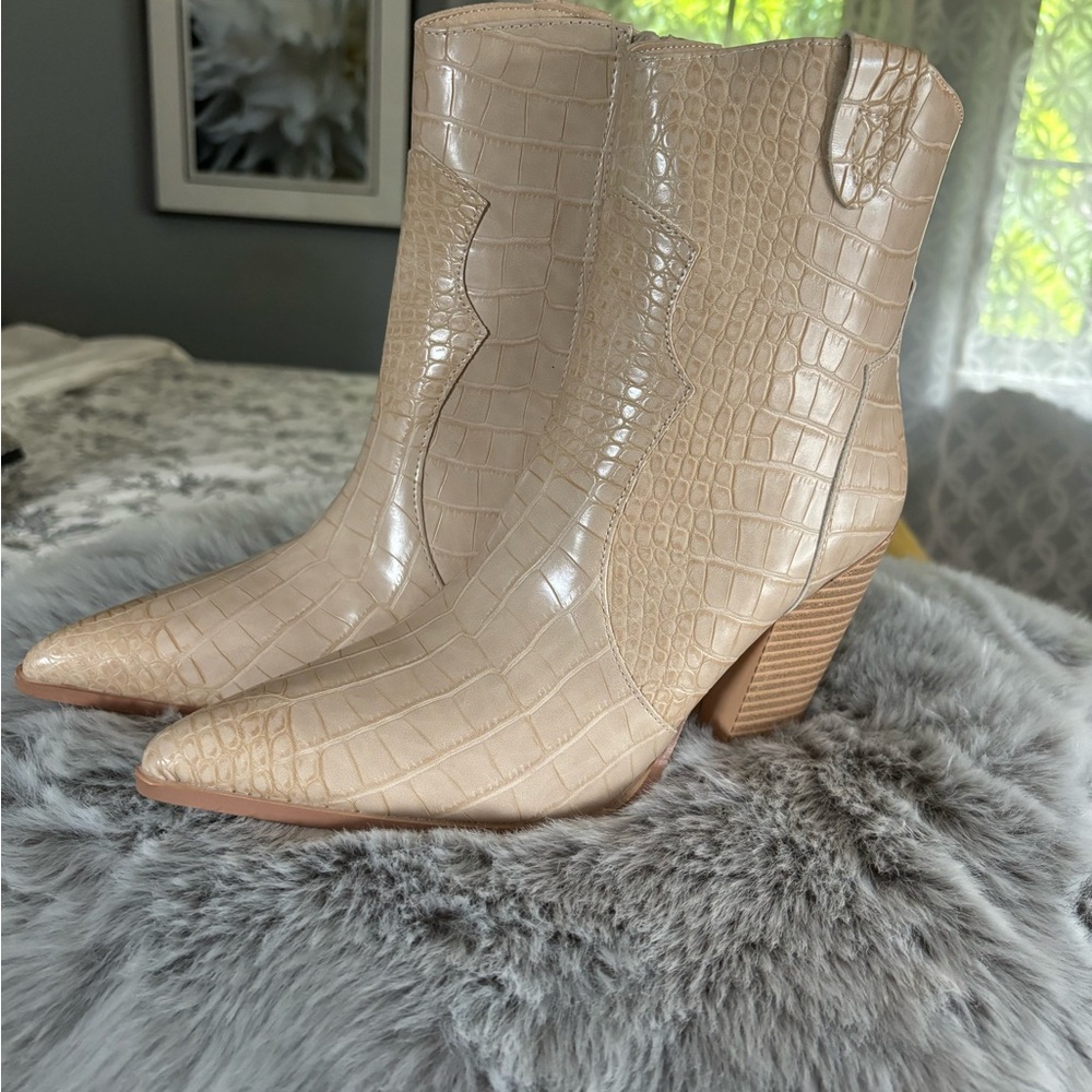 Faux snake skin boot